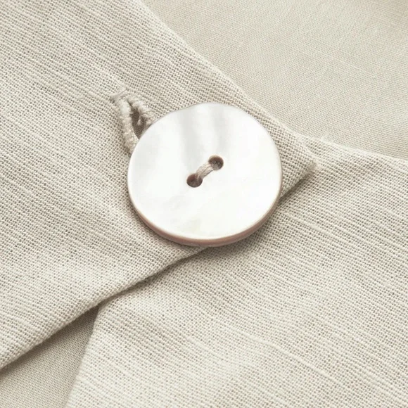 COMMENSE *NWT Cotton & Linen Pleated Cutout Long Dress | L - Picture 4 of 6